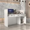 PREMTURE Banco reception, banco reception, tavolo con 3 cassetti e ripiani per sale aziendali, reception alberghiere, negozi di abbigliamento, bianco, 120 cmx 48 cm x 110 cm