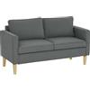DecHome - Divano 2 Posti con Spazio Contenitore e 2 Cuscini in Tessuto Effetto Velluto e Legno 140x63x79 cm colore Grigio