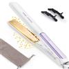Faszin Piastra Capelli Professionale Stretta 2-in-1, Titanio Ionico, Riscaldamento 20s, Display LCD, Per Lisci, Ricci e Styling Precisi, Meglio di Piastre Larghe (Bianco Perla)