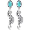ONEFINITY Orecchini Di Piume S925 Argento Sterling Piuma Freccia Turchese Orecchini Pendenti Piuma Regalo Di Gioielli Per Donne Ragazze