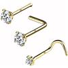 OUFER Body Piercing Piercing per Naso da 20 g, in Oro Massiccio 14 K, a Forma di L, per Naso, Naso, Naso, Naso, Vite, Zirconia cubica…
