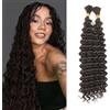 CAZSYSDD Deep Wave Bulk Hair for Braiding 22 inch No Weft Deep Wave Bundles Curly Braiding Hair Extensions for Boho Braids and Wavy Braiding 2 Braids Per Pack (4#, 22inch (1pack))