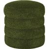 HOMCOM Pouf, rotondo, in peluche, con struttura in metallo, fino a 120kg, Ø40x45H cm, Verde | Aosom Italy
