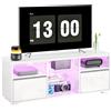 HOMCOM Mobile TV 120 cm, mobile televisivo per televisore fino a 55 pollici con illuminazione LED e telecomando, mensole in vetro bianco | Aosom Italy