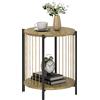 HOMCOM Tavolino Rotondo a 2 Livelli con Ripiano e Struttura in Acciaio per Soggiorno Camera da Letto 43,5x43,5x51 cm Naturale | Aosom Italy