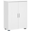 kleankin Mobile Bagno Moderno con 2 Ante, 2 Ripiani Regolabili e Maniglie Argentate, 60x30x80 cm, Bianco | Aosom Italy