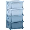 HOMCOM Contenitori per l'organizzazione per bambini, 4 scatole, bordi arrotondati, design rialzato, in plastica, blu | Aosom Italy