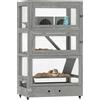 PawHut Gabbia per criceti in legno a quattro piani, con casa, altalena, ciotole per il mangime, rampe, ruote, 65 x 45 x 109 cm, Grigio | Aosom Italy