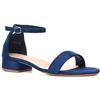 ESSEX GLAM Sandali bassi da donna con tacco basso, cinturino alla caviglia, tacco grosso, comodi, con punta aperta, taglie 36-42, Pelle scamosciata sintetica blu navy, 40 EU