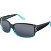Hornz HZ Series Diamante - Occhiali da sole polarizzati da donna, Montatura nera e blu, lenti fumé scuro, Medium
