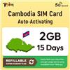 TSIM SIM Cambogia | Piano Super Economy Ricaricabile 2GB! Attivazione automatica, validità 15 giorni | Velocità 5G + Hotspot | Solo Dati Nessun Numero di Telefono