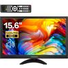 Thinlerain Monitor PC da 15,6 pollici, pannello 1600 × 900 TN, 60 Hz, 5 ms, piccolo monitor da desktop con connettore HDMI/VGA/BNC/AV/USB/AV, due altoparlanti, VESA
