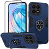 Btstring Cover per HONOR X8a con Pellicola Protettiva, Grado Militare Custodia con Cavalletto in Metallo Rotante a 360°, Hard PC Back Cover e TPU Bumper Antiurto Case- blu