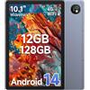 Ulefone Tab A10 Pro Tablet Android 14 2025, Touch 10,1 pollici, 12 GB+128 GB/2 TB SD Octa-Core 6600 mAh/18 W 13 MP+5 MP Gaming Tablets SIM Free Unlocked PC 4G LTE Dual SIM/5G Wifi/BT5.0/GPS/OTG