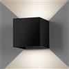 Damastoreitalia Applique led cubo impermeabile da interno ed esterno lampada da parete a muro in alluminio da 20w 1600 lumen led con angolo luce regolabile up down bianco moderno led (Nero - Bianco naturale 4000K)