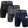 LANBAOSI 2-3 Pezzi Pantaloncini Compressione Uomo Compressione Uomo Corti da Palestra Asciugatura Fitness Pantaloni Corta Compressione Leggings Pantaloncini Compressi con Tasca per Cellulare