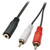Lindy Adattatore Audio 2xRCA Maschio a Jack 3,5mm Femmina, 25cm, Black