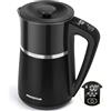 Aigostar Alva - Bollitore Elettrico In Acciaio Inox Temperatura Regolabile da 40°C -100°C, LED Display Digitale della Temperatura, Doppia Parete, 1,7 L, Funzione di Mantenimento Caldo, 2200 W, Nero