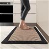 Cheerx Tappeti Cucina Lavabile Antiscivolo, Tappeto da Cucina in Cotone e Lino, Passatoia Assorbente, Tappeto Runner Facile da Pulire, per Sala da Pranzo, Lavanderia (Nero, 50x80cm)