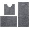 Hodeacc Set di 3 tappetini da bagno antiscivolo, ad alta densità assorbente, in morbida microfibra, lavabili in lavatrice, 50 x 50 cm, 40 x 60 cm, 50 x 80 cm, colore: grigio