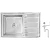 Preero-80x50x21, R18 Lavello da cucina, acciaio inox 304, spessore 1 mm, rettangolare, 1 vasca, Lavelli,sgocciolatoio a destra