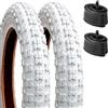 YUNSCM 2-PCS 14 pollici Montagna bicicletta pneumatici 14x2.125/57-254 and 14 pollici bicicletta camera d'aria Schrader Valve Compatible with 14x2.0 14x2.1 14x2.125, White (Y-1049)