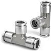 Bwintech 2 pezzi 4mm 3 Way Tee spingere per collegare il raccordo pneumatico, 3 vie inox Quick Release PE Air Line Adapter