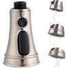 Hibbent Testa di Rubinetto Della Cucina a 3 Funzioni,Testina di Ricambio per Lavello Cucina Universale G1/2, Rubinetto a Scomparsa,Soffione per Lavandino Cucina,Nickel Spazzolato.