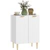 HOMCOM Credenza da cucina, mobile contenitore, con 2 ante, ripiano regolabile, gambe in metallo rialzate, per cucina, soggiorno, 60 x 40 x 80 cm, bianco