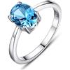 Bellitia Jewelry Anello da donna in Argento Sterling 925 con Topazio Azzurro Naturale, Anello con Pietra Natale a Forma Ovale, Gioielli da donna
