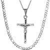 DVRK® Set 2 Collane Uomo Argento con Base in Acciaio Inossidabile 316L Resistente all'acqua - Collana Uomo Argento e Catena Crocifisso - Croce, Regalo, Gioelli