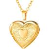 U7 Collana Donna Medaglione Portafoto Cuore e Fiore Ciondolo Portafoto Apribile Placcato Oro + Catena Regolabile Acciaio Inossidabile Collana Donna Cuore Regalo Confezione