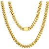 U7 Collana uomo acciaio inossidabile a catena cubana da 5mm, placcato oro 14K, lunghezza 61cm