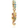 Amuefer oro seahorse pendente Charms 925 argento donna collana Charms stringa perle, bestia marina gancio collana compatibile bracciale
