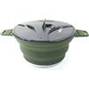 Reinscer Pentola pieghevole per esterni, in silicone, per escursioni, pentola da picnic, in acciaio , per , colore: verde