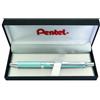 Pentel BL407LS-BOX EnerGel - Penna roller in gel Sterling con corpo blu ghiaccio opaco, tratto 0,35 mm, diametro sfera 0,7 mm, nero, 1 pezzo (confezione da 1)