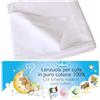 4BABIES - Lenzuolo sopra per culla - Lenzuolino lettino con sbarre - Biancheria da letto per bambini in 100% Cotone Made in Italy certificato OEKO-TEX - Bianco