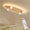 zenlavia Plafoniera a Led per Camerette Bambini, Design Skateboard in Legno, Dimmerabile con Telecomando, 24 W, 2700 lm, 3000-6500 K, Luce Notturna, Timer, per Bambini e Bambine, Lampada per Cameretta Bambini
