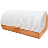 briebe Nordic Portapane da Tavola in Legno di Bambù, Coperchio Scorrevole, Bread Box per la Conservazione di Pane e Dolci, Design Nordico Moderno, Bianco