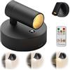GOMETY Faretto a LED con telecomando, lampada da parete, 3 temperature di colore, dimmerabile, USB, ricaricabile, senza fili, con funzione temporizzazione, per piante artistiche, ritratti, faretti
