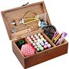 MKNZOME Kit di cucito essenziale, MKNZOME Oltre 110 pezzi Accessori di forniture per cucito fai-da-te Premium Mini kit di cucito portatili con scatola di legno per adulti Bambini Principianti Viaggiatore