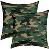 Loussiesd Set di 2 federe per cuscini mimetiche con stampa mimetica, per divano, stile militare, verde, nero, giallo, federe decorative per cuscini da esterno