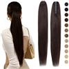 Silk-co 50cm Extension Capelli Veri Coda con Pinza #2 Marrone Scuro Ponytail Extension Human Hair Coda di Cavallo Capelli Umani