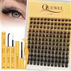 QUEWEL Wimpern Extensions Set gemischte 8-16mm, 144STK DIY Cluster Lashes mit Wimpernkleber dauerhaft, Wimpern Pinzette und Entferner, Lash Extension Set für natürlichen Look DIY zu Hause (H01-KIT)