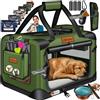 Lovpet® - Trasportino per cani e gatti, M 60 x 42 x 42 cm, borsa per il trasporto di animali domestici, pieghevole, con ciotola e tracolla, cachi