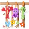 TUMAMA KIDS Giocattolo neonato 0 3 6 9 mesi, Giochi passeggino neonati, Polipo, Cavalluccio marino, Aragosta, Set di sonaglio montessori - Marina