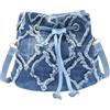 AdiStylinno Borsa a secchiello in denim da donna, piccola borsa a tracolla in jeans con fibbia e chiusura a coulisse, borsa a tracolla alla moda a rombo per viaggi, shopping, appuntamenti, lavoro,