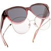 FALINGO Sovraocchiali occhiali da sole EDIZIONE FASHION polarizzati UV 400 (Rosso Vino Trasparente, Grigio)