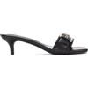 ESSEX GLAM Sandali da donna con tacco a gattino, con fibbia e dettaglio in finta pelle senza lacci, classici, aperti e quadrati, taglia 36-41, Pelle sintetica nera., 40 EU