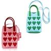 Deautie 2 Pezzi Dolcezza Tracolla Porta Cellulare Donna, Mini Borsa per Telefoni a Maglia, Mini Borsa per Telefono Portafoglio Tascabile, per lo Shopping Quotidiano, i Viaggi e le Foto (Rosso,Blu)